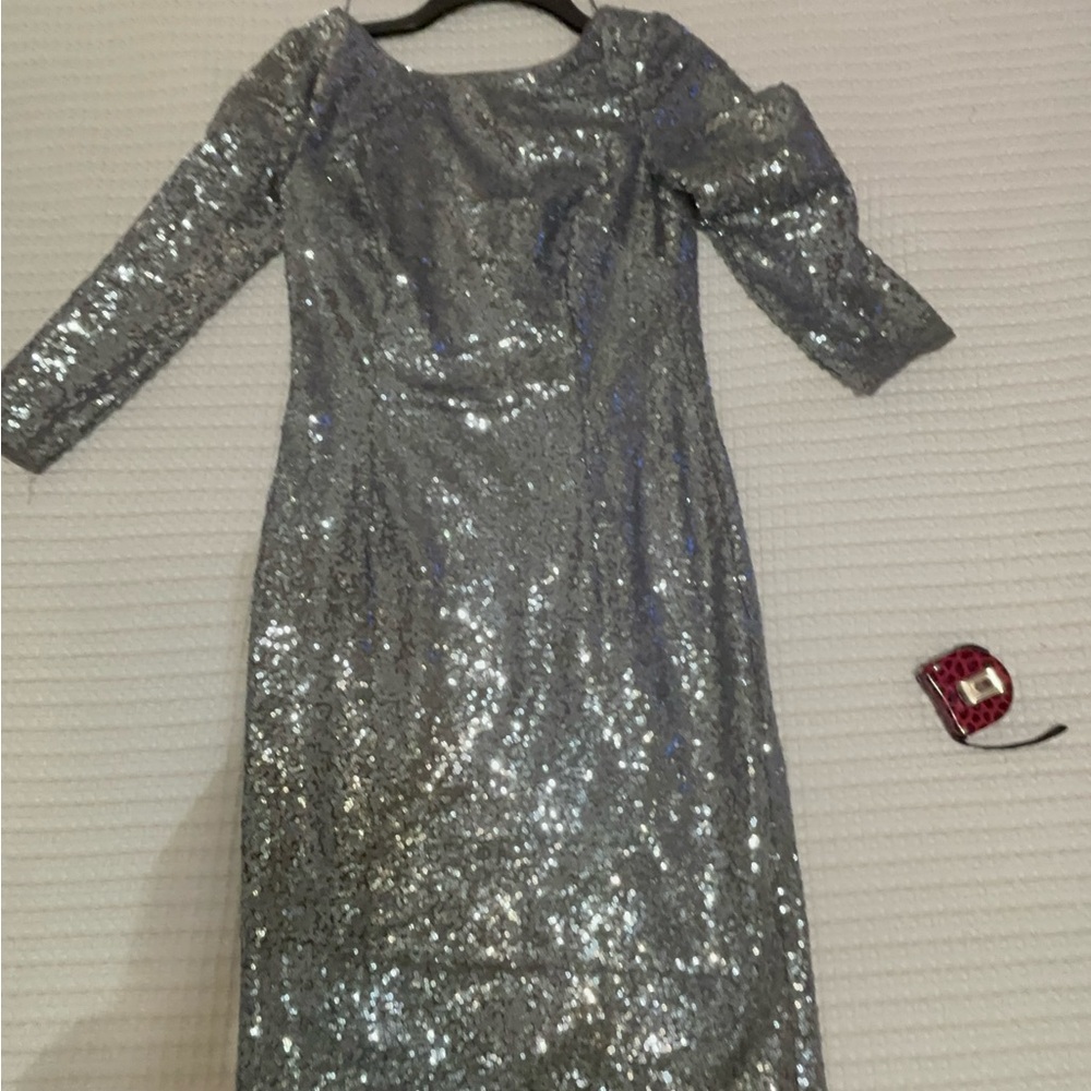 Adrianna Papell Shimmering Silver Dress